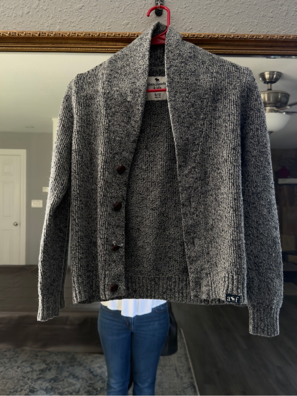 abercrombie kids Gray Shawl Collar Button Cardigan